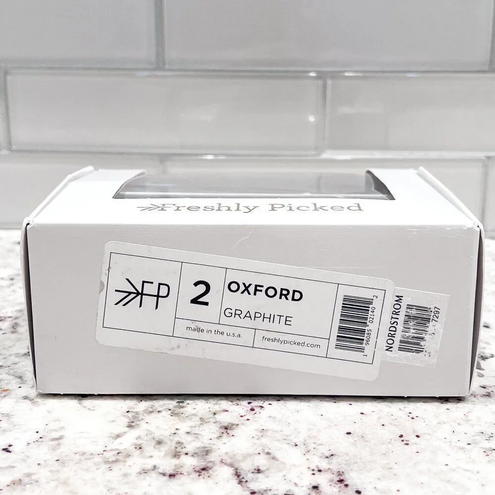 Brand New in Box! Freshly Picked Graphite Oxford Soft Sole Baby Crib Shoe Size 2
